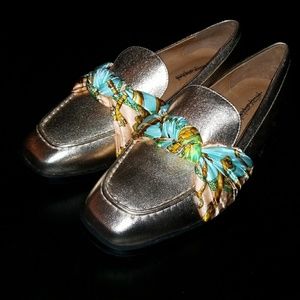 Gold Jeffery Campbell loafers sz 9
